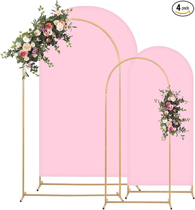 Toolterritory Metal Arch Backdrop Stand and Cover Set, 7.2FT, 6FT, Easy to Assemble, Gold Metal, for Parties, Birthday, Baby Shower, Wedding, Anniversary, Christmas