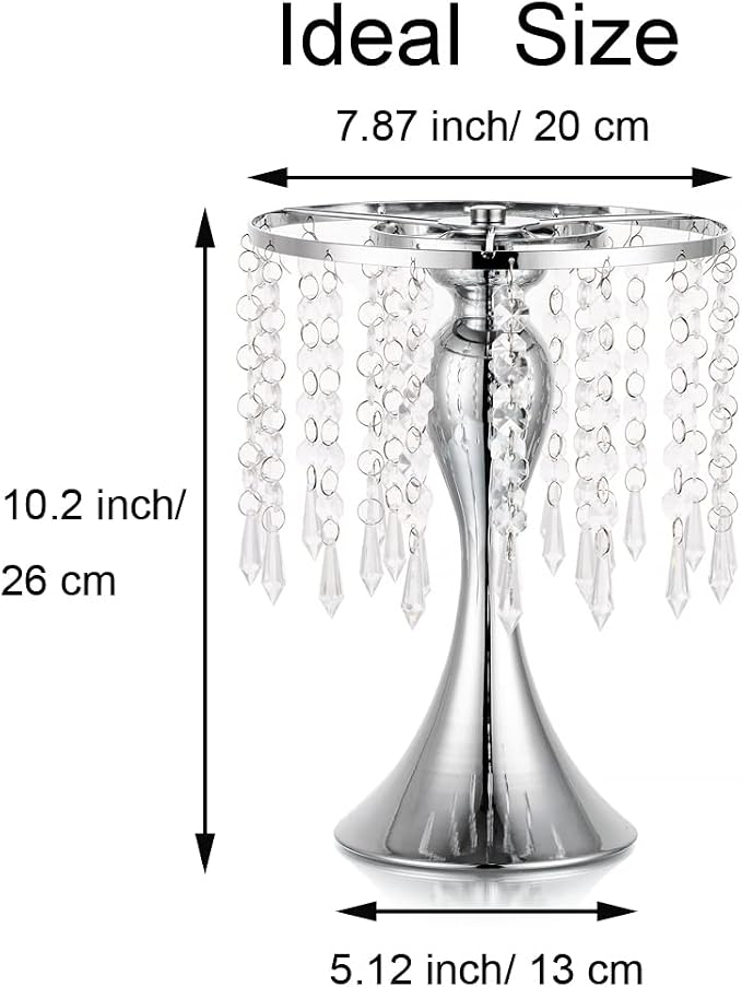 Silver Vase Stand Table: 10.2in Wedding Centerpieces, Set of 2 | High End Crystal Design Vase Stand for Wedding Party Reception Birthday Event Home, Tall Table Center Piece