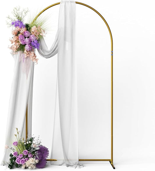 1 Sets Portable Metal Wedding Balloon Arch Stand(6FT), Backdrop Arch Stand for Baby Shower, Birthday, Parties, Anniversaries, Halloween, Christmas (Gold-6FT)
