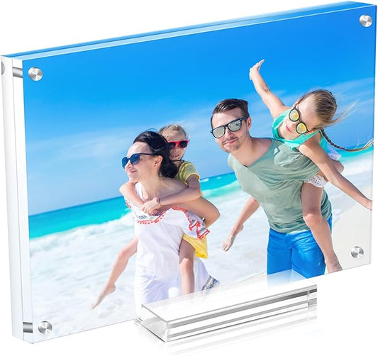1 Pack Acrylic Picture Frame 11×14 Clear Double Sided Magnetic Photo Frame - Frameless Baby Friend Family Picture Desktop Display with Support Stand and Gift Boxes