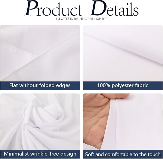 WIGENIUS 10 Pack White Table Cloth Round Tablecloths 90 Inch,Polyester Table Cloth for 5 Foot Round Tables,Wrinkle Resistant Washable Fabric Table Covers for Party,Wedding Banquet