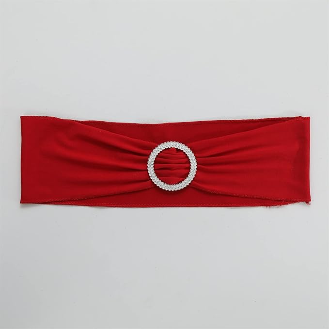Spandex Chair Sashes Bands 100PCS Stretch Chair Cover Ties Bows with Buckle Slider Wedding Party Reception Banquet Decoration (Burgundy)