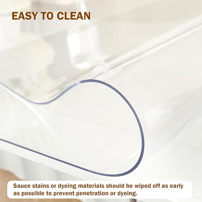 Royhom Clear Table Protector 16 x 42 Inch - 1.5mm Thick Plastic Table Cover, Clear Table Cover Protector Rectangle, Waterproof PVC Desk Mat for Coffee Table, Writing Desk, Dining Room, Dresser
