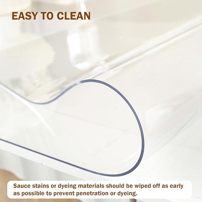 Royhom Clear Table Protector 20 x 54 Inch - 1.5mm Thick Plastic Table Cover, Clear Table Cover Protector Rectangle, Waterproof PVC Desk Mat for Coffee Table, Writing Desk, Dining Room, Dresser