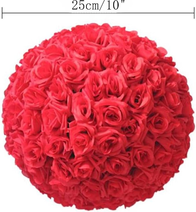 HomeABC 10 Inch Artificial Romantic Rose Flower Ball for Home Outdoor Wedding Party Centerpieces Decorations, 10 Pack, White