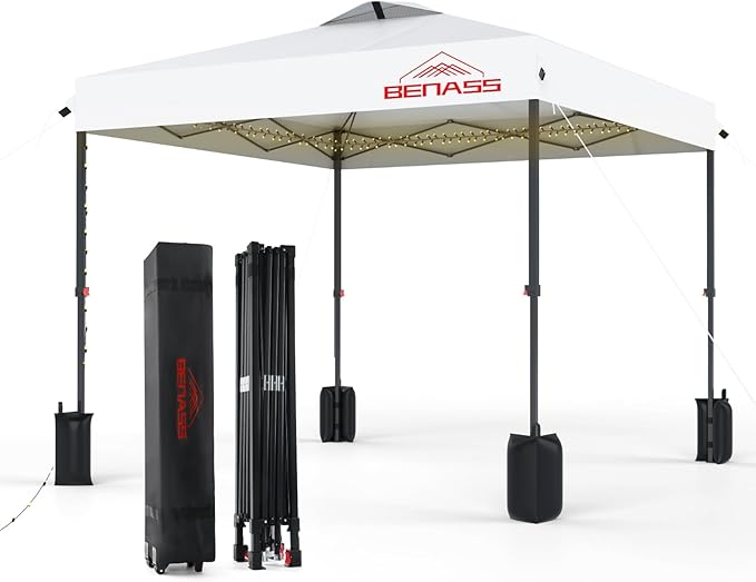 10x10 Pop Up Canopy, Easy Up Canopy Tent, Heavy Duty Tents for Parties, One Person Easy Set Up Event Tent, White
