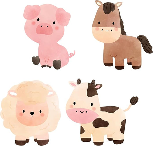 Honoson 4 Pcs Large 24" x 32" Farm Animals Cardboard Cutouts, Animals Party Yard Signs Decoration for Baby Shower Birthday Party Supplies Farm Themed Barn Lawn Classroom Yard Decor