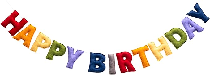 Pre-Strung Happy Birthday Banner - Retro Classic Birthday Party Decorations - Reusable HAPPY BIRTHDAY Garland, Boy Girl Birthday Felt Banner, Happy Birthday Sign for Holiday Party Decor, Photo Prop (Retro Classic Color)