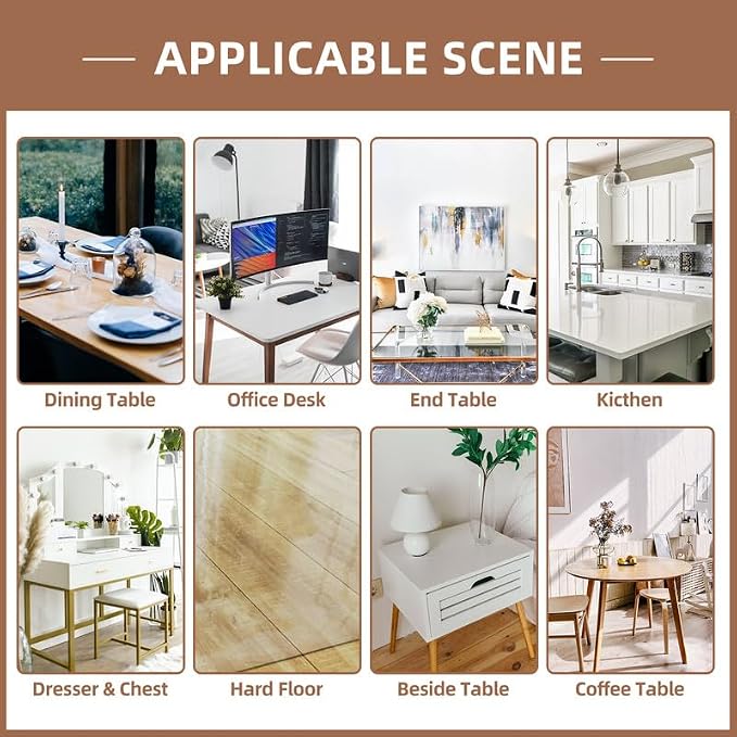 Warmstar Clear Table Cover Protector 18 x 24 Inch,1.5mm Thick Plastic Table Cover Rectangle,PVC Clear Table Protector,Desk Protector Mat for Kitchen, Dresser, Writing Desk，Dining Room Table