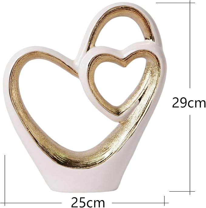 HAUCOZE Heart Statue Figurine Modern Art Sculpture Romantic Home Decor Ceramic Ornament Gift for Living Dining Room Bedroom 12 Inch