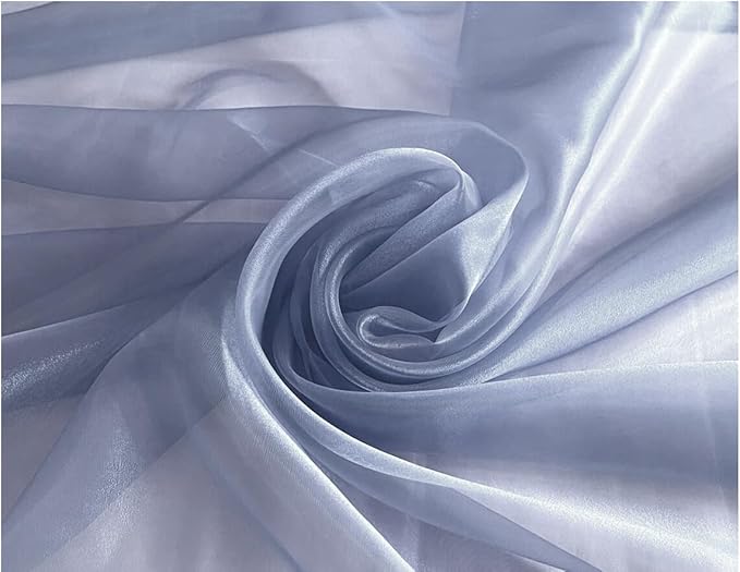 MDS Pack of 15 Yard Sheer Organza Fabric for Wedding Party Home Event Banquet Decorations, Backdrop Curtain Craft Dress Sewing Fashion DIY Crystal Organza Tulle Fabric Bolt 44” Wide - Dusty Blue