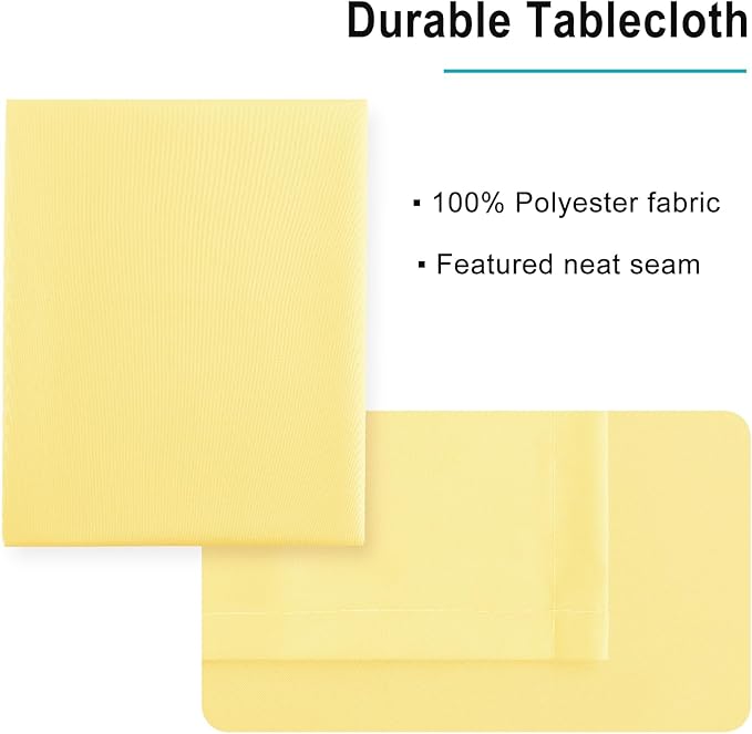 Hiasan Light Yellow Tablecloth for Square Tables - Waterproof and Spillproof Washable Fabric Small Table Cloth for Dining Room Kitchen Party, 40 x 40 Inch