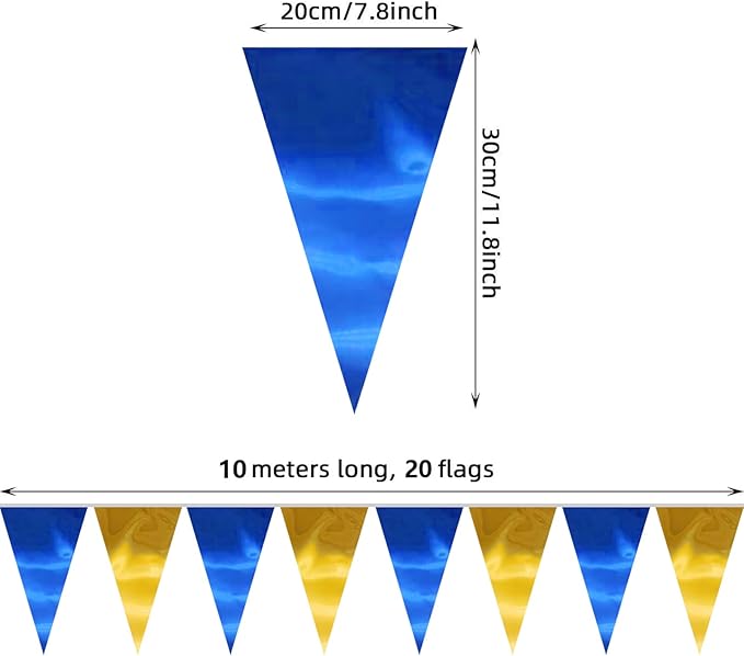 130FT Navy-Blue Gold Triangle Pennant Banner Flag Metallic Fabric Bunting Garland for Christmas Graduation Retirement Birthday Wedding Bridal Shower Nautical Ahoy Achor Party Decorations Supply