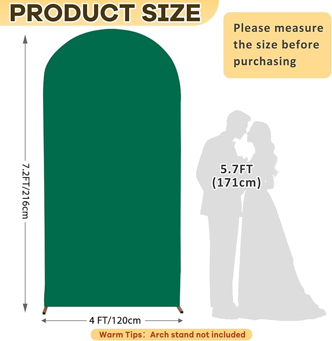 Arch Spandex Cover 7.2x4FT Emerald Green Wedding Arch Cover Backdrop Fabric Chiara Wall Arch Stand Cover Happy Birthday Arch Covers Stretchy Backdrop for Baby Shower Party Banquet Decorations