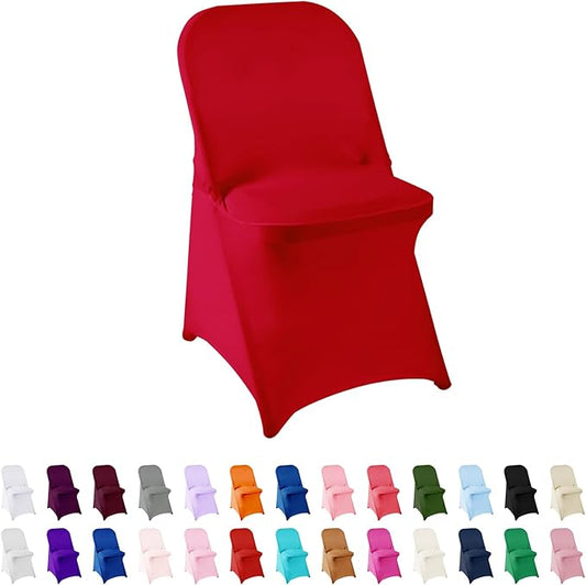 Spandex Chair Cover,12PCS,Living Room Folding Chair Covers,Removable Chair Covers Washable Protector Stretch Chair Cover for Party, Banquet,Wedding Event,Hotel(Red)