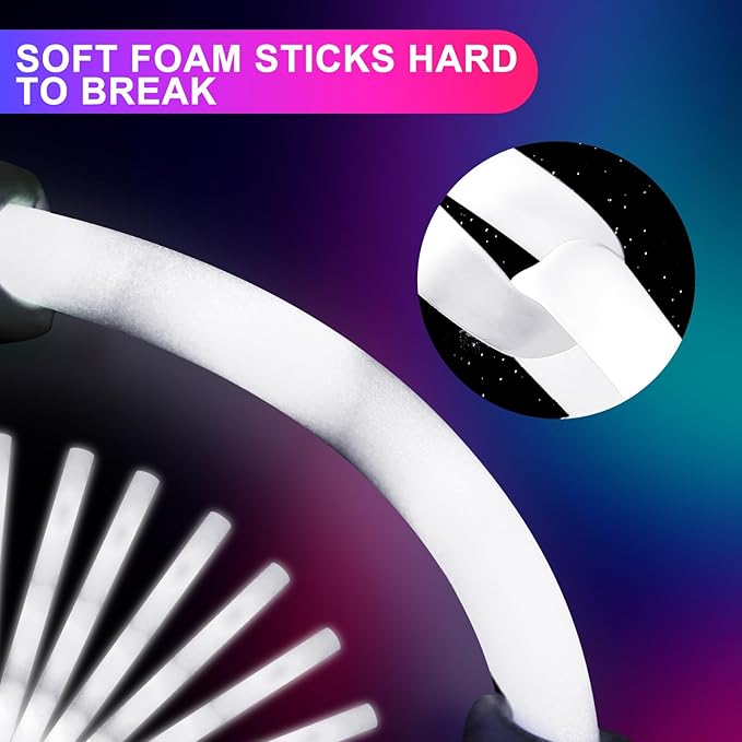 LED Foam Glow Sticks, 18.9 INCH Bulk Glow Sticks, LED Light Sticks, Light-Up Sticks for Concerts, Weddings, Raves, Carnivals, Halloween, Birthdays, and More!