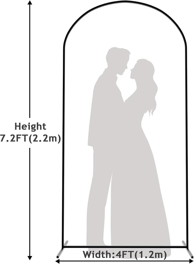 Putros Metal Arch Backdrop Stand 7.2FT Black Wedding Backdrop Stand Square Arch Frame for Birthday Party Bridal Baby Shower Ceremony Decoration