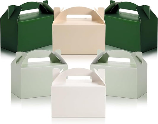 Skyygemm 24 Pcs Graduation Party Favor Gable Boxes Colorful Paper Treat Goodie Candy Cake Gift Box for Summer Birthday Wedding Party Decorations, 6 x 3.5 x 3.5 Inch(Sage Green)
