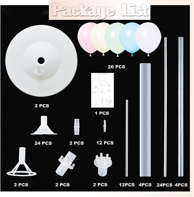 Pastel Balloon Column Kit Set of 2-Balloon Column Kit for Floor,Tower with Stand,Base,Pole&Backdrop Multicolor Macaron Decoration for Bridal Wedding,Baby Shower,Birthday or Bachelorette Party