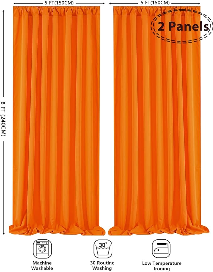 Orange Backdrop Panels Background: Polyester Backdrop Curtains Fabric 10ftx8ft Wall Backdrop Stage Wedding Decorations Drape Autumn Halloween