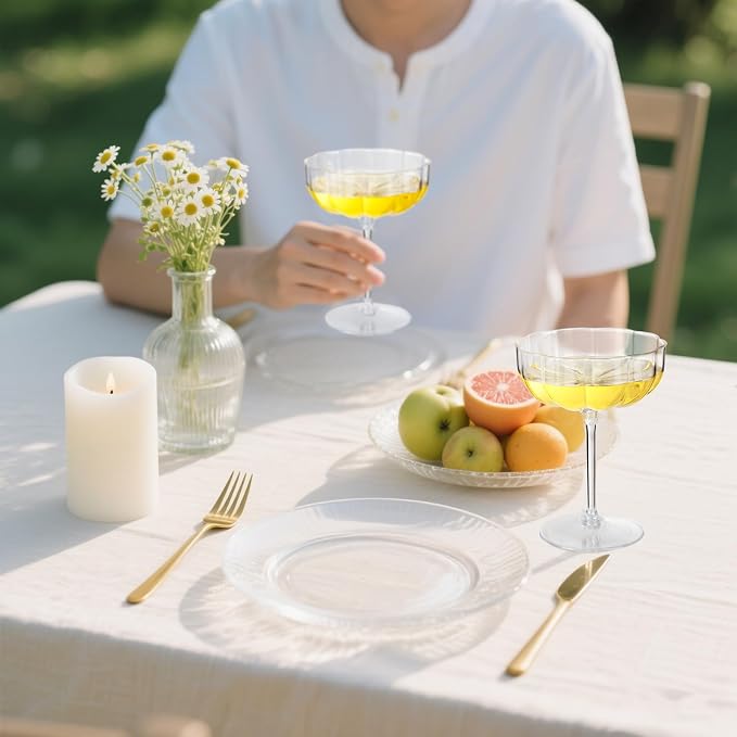 LIYH 20 Pcs Plastic Champagne Glasses 8 oz Champagne Flutes Plastic Cocktail Glasses Coupe Cups Disposable Martini Cups Perfect for Bar Cocktails Martinis Parties