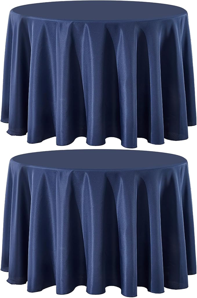 Round Tablecloth 120 Inch Tablecloth 2 Pack Navy Blue Table Cloths Washable Decorative Linen Polyester TableClothes Cover for Dining Table Banquets Buffet Parties and Wedding