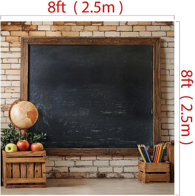 Kate Back-to-School Vintage Campus Brick Wall Photo Backdrop, 8x8ft | Features Back-to-School Vintage Campus Brick Wall; Photo background for back-to-school portraits and studio photography.