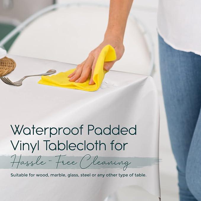 Quality Table Pad Protector, Superior Protection from Spills, Scratches & Heat - Reusable Vinyl Table Cloth with Cushion Flannel Backing (126" L x 54" W)