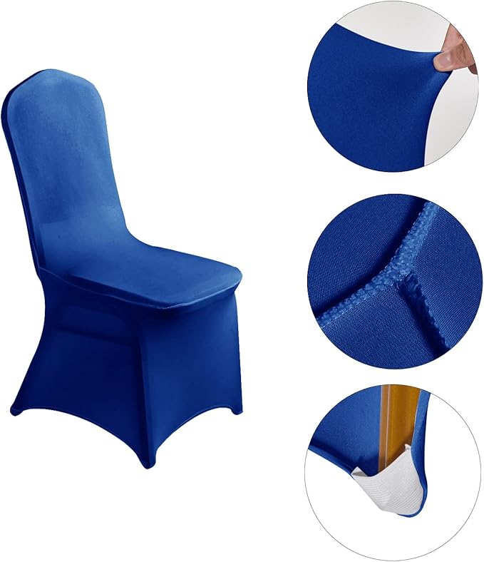 LZY 10pcs Spandex Chair Cover Stretch Slipcovers for Wedding Party, Dining Banquet Chair Decoration Covers (Royal Blue, 10)