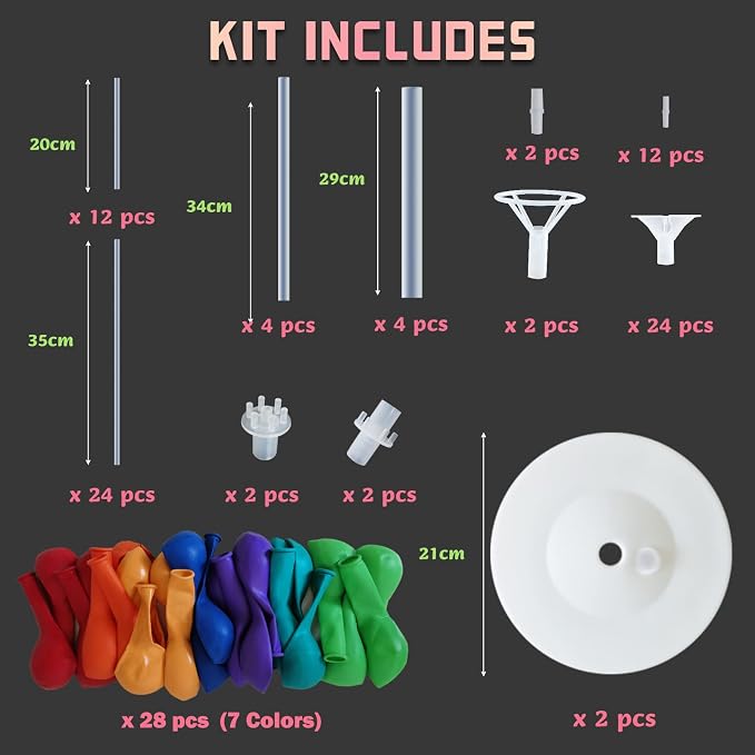Balloon Column Kit for Floor-Balloon Columns with Stand, Base and Pole,Balloon Tower Backdrop Decoration for Wedding, Baby Shower, Birthday Party, or Bachelorette Parties (MULTICOLOR)