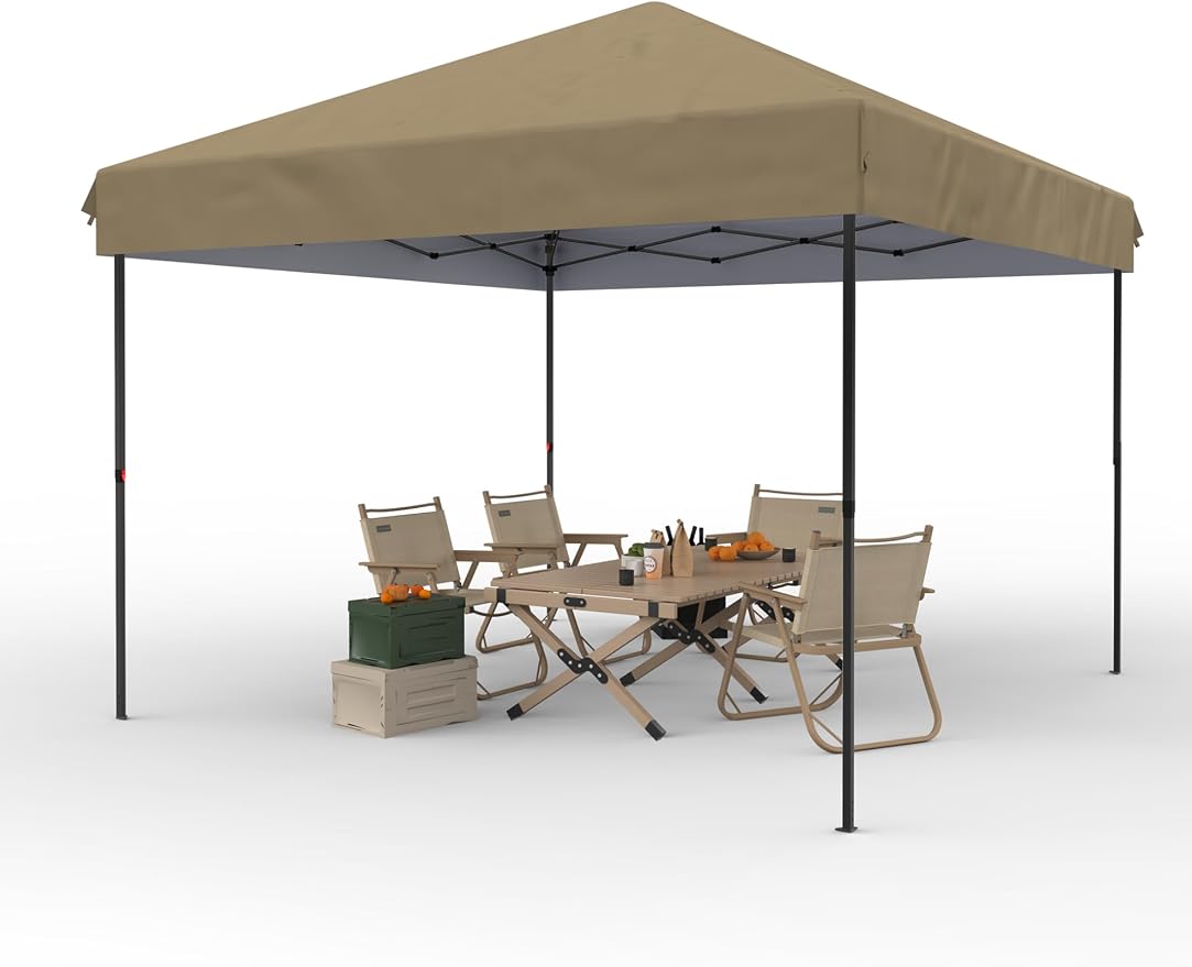 GAOMON 10x10FT Pop Up Canopy, Waterproof & UV Resistant Commercial Instant Craft Fair Canopy Tent Outdoor Events Instant Shelter for Farmer Market, Party, Event, Patio, Khaki