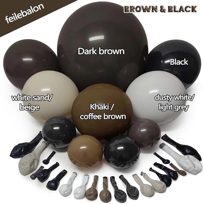 Black Brown Tan Balloon Arch Kit, Double Stuffed Dark Brown Coffee Light Grey White Sand Beige Neutral Balloon Garland for First Rodeo Birthday Western Cowboy Baby Shower Fathers Day Party Decoration