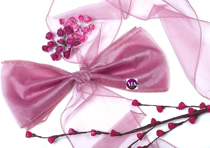 VDS Pack of 125 Organza Chair Sashes for Weddings & Events Décor | Sheer Shiny Dining Chair Bows for Banquet, Party, Reception | Reusable Decorative Sash for Folding & Chiavari Chairs - Dusty Pink