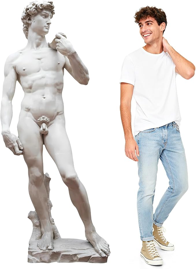 67" David Cardboard Cutout Life-Size David Statue Standee for Art Party Decor, Realistic Sculpture for Classroom Display, Museum Events, Photo Booth Backdrop, Cultural Educational