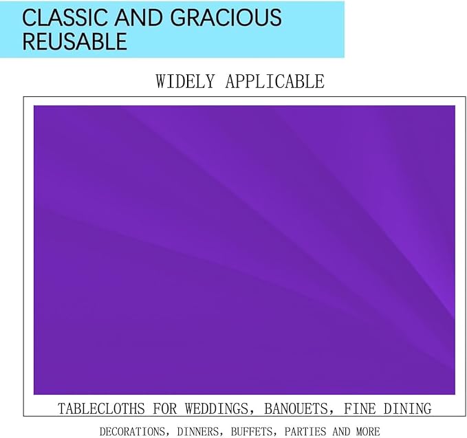 10 Pack Purple Tablecloth 60x102 inch Polyester Fabric Tablecloths for 6 Foot Rectangle Tables Wrinkle Resistant Linen Tablecloth Washable Table Covers for Party Wedding Events and Camping
