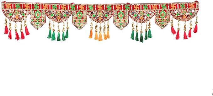 Aditri Creation Handcrafted Toran Swastik Door Toran Decorative Hanging Bandanwar for Parties Wedding Indian Traditional Festival New Year Decorations Gifts for Home Entrance Temple Gifts (Size:-42")