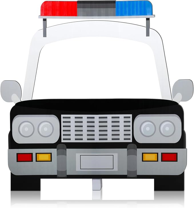 Amyhill 4.3 Feet Police Car Cardboard Stand-up Cutout Life-Size Police Academy Hero Theme Party Decorations Photo Props Backdrop Standup for Cop Car Theme Baby Shower Retirement Graduation Decor