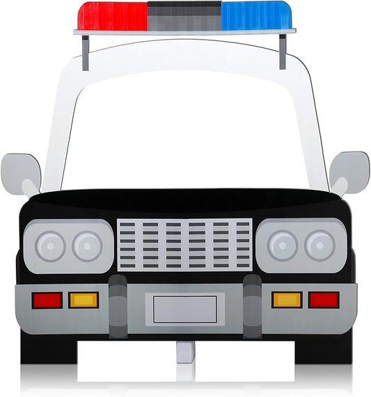 Amyhill 4.3 Feet Police Car Cardboard Stand-up Cutout Life-Size Police Academy Hero Theme Party Decorations Photo Props Backdrop Standup for Cop Car Theme Baby Shower Retirement Graduation Decor