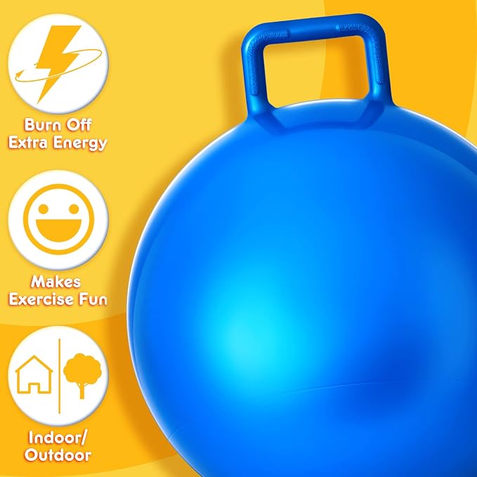Lewtemi 6 Pcs Hopper Ball for Kids 20 Inch Jumping Hopping Inflatable Bouncing Ball with Handle and Air Pump for Indoor Outdoor Games Sport Exercise Fun Easter Basket Stuffers Gifts(Rainbow Colors)