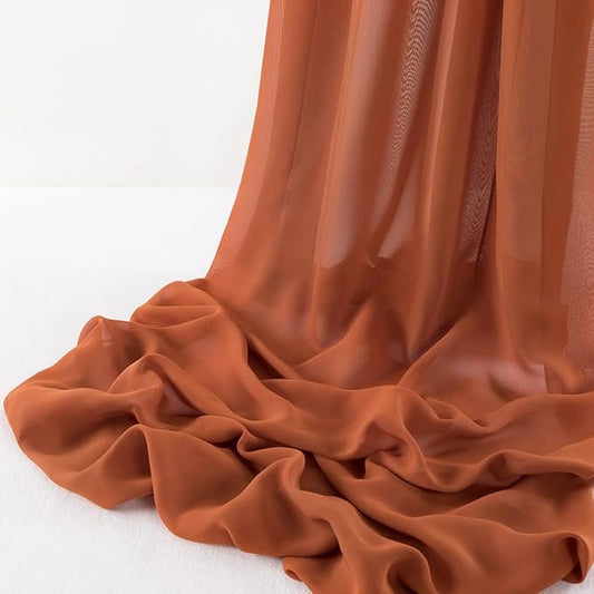 MLMW Fall Chiffon Fabric Sheer Fabric by the Yard 5 Yards 60" Wide Terracotta Wedding Arch Draping Fabric Autumn Harvest Rust Sheer Material for Thanksgiving Party Backdrop Curtain Arch Ceiling Decor