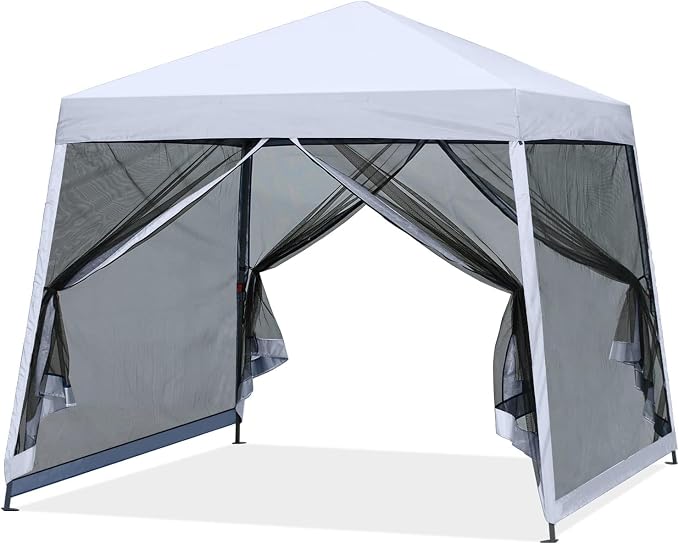 MASTERCANOPY Pop Up Gazebo Canopy with Mosquito Netting (11x11, White)