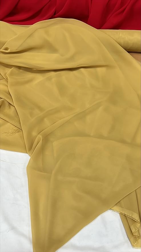 New Star Fabrics Chiffon Fabric, Continuous 60" Wide (30ft) Sheer Material, 100% Soft Polyester, Ideal for Wedding, Party, Event Decor, Draping, and Dresses (Gold, 5 Yards)