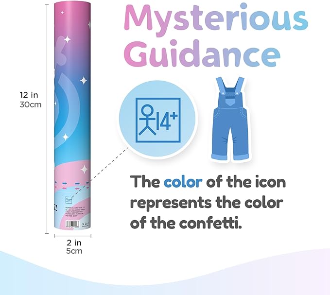 12Inches 4Pcs Gender Reveal Confetti Cannon - Heart Shaped Confetti Poppers - Blue, 4 Pack - Baby Boy Gender Reveal Party Poppers - Blue Paper Baby Party Supplies Pop Gun