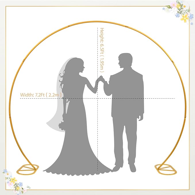 8ft Balloon Arch Stand,Round Backdrop Stand,Golden Circle Wedding Arch Frame for Wedding,Valentine's Day,Birthday,Party,Friends Gathering,Christmas,Garden Decoration