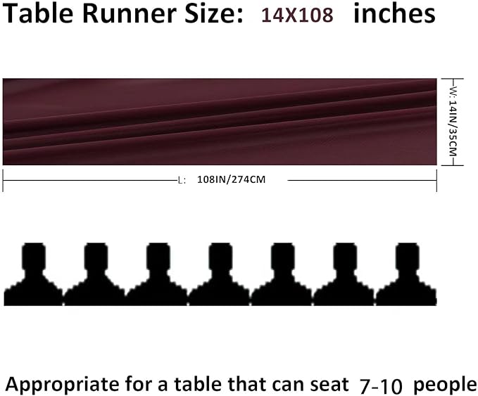 6Pack 9ft Christmas Chiffon Table Runner 14x108 Inch Sheer Romantic Table Runner for Wedding Birthday Party Bridal Shower Outdoor Decoration -Burgundy