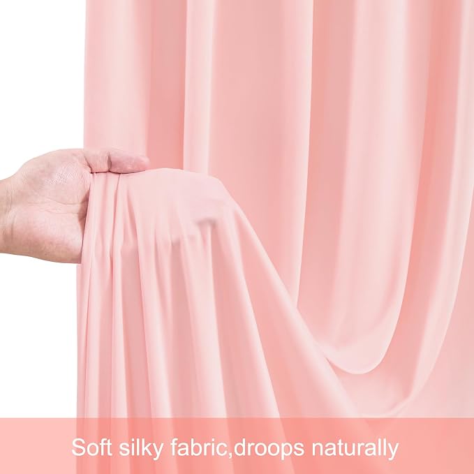 10x12 Blush Pink Backdrop Curtains for Wedding Party Wrinkle Free Backdrops Curtain Drapes Fabric Decorations Photo Back Drop Cloth for Baby Shower Photography Stage Reception 5ft x 12ft,2 Panels