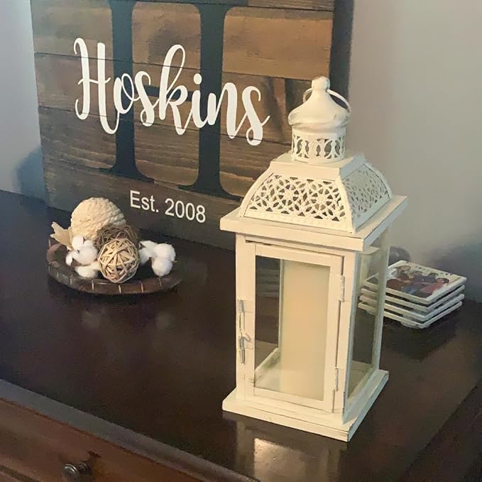 Lantern Decorative Indoor&Outdoor, 14.4'' Large Metal Candle Lanterns, Vintage Hanging Candle Holders Farmhouse Shelf Wedding Front Porch Patio Decor, Christmas Halloween Decorations for Home