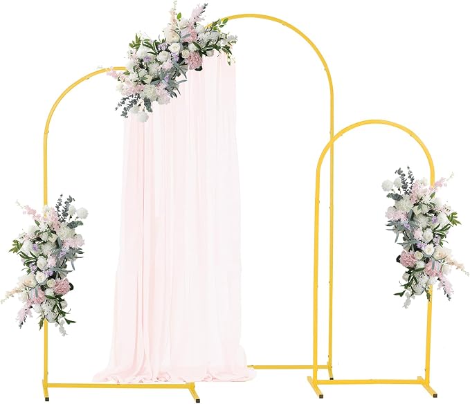 VEVOR Arch Backdrop Stand, Set of 3, 6/5/4 ft, Stable Structure, Easy Assembly, Gold Metal Arch Backdrop Stand for Wedding, Birthday Party, Graduation, Holiday Celebration, and Ceremony Decoration
