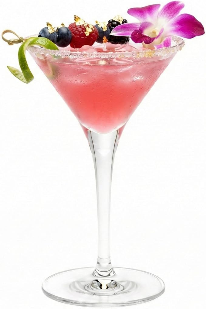 Restaurantware Voglia Nude 5 Ounce Martini Glasses Set Of 12 Crystal Martini Glasses - Laser-Cut Rim Dishwasher-Safe Glassware Fine-Blown Crystal Cocktail Glasses Serve Manhattans or Cosmos