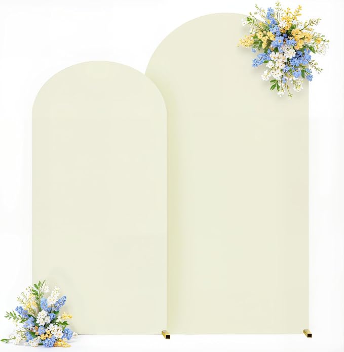 Beige Sage Green Arch Cover 7.2FT 6FT Wedding Arch Backdrop Covers Set of 2 Stretchy Spandex Balloon Arch Backdrop for Birthday Party Decor Baby Bridal Shower Anniversary Banquet Photo Background
